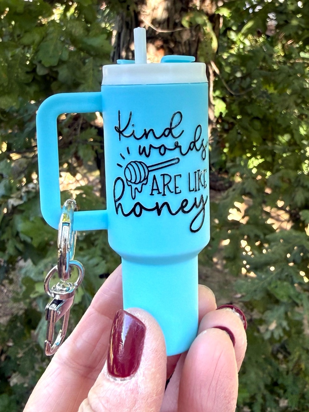 Keychain lip balm holder Stanley-inspired water bottle replica gift idea